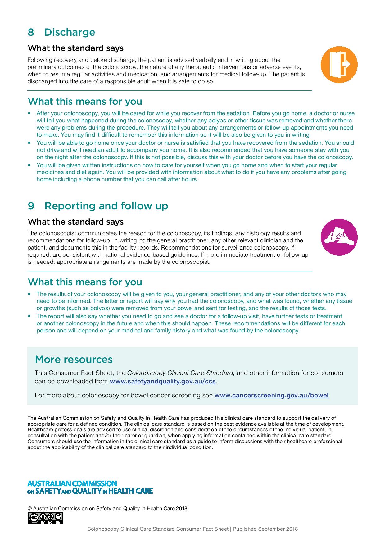 Consumer Factsheet - Colonoscopy - Clinical Care Standard