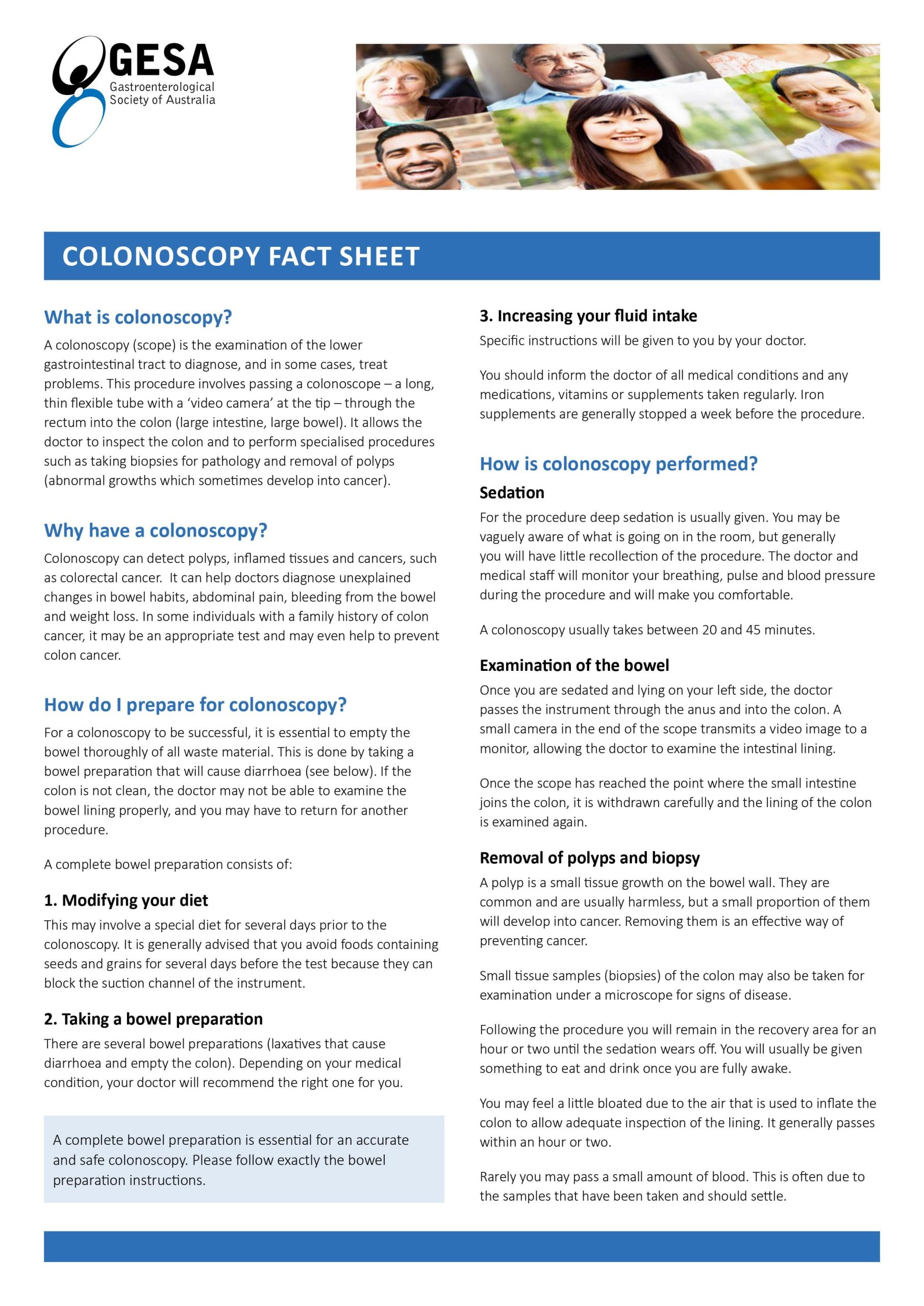 Colonoscopy Fact Sheet GESA